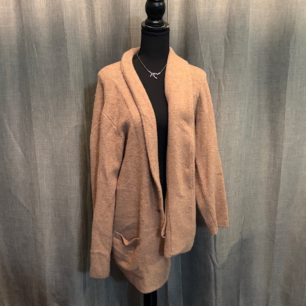 J. Crew Open-Front Taupe Shawl-Collar Cardigan